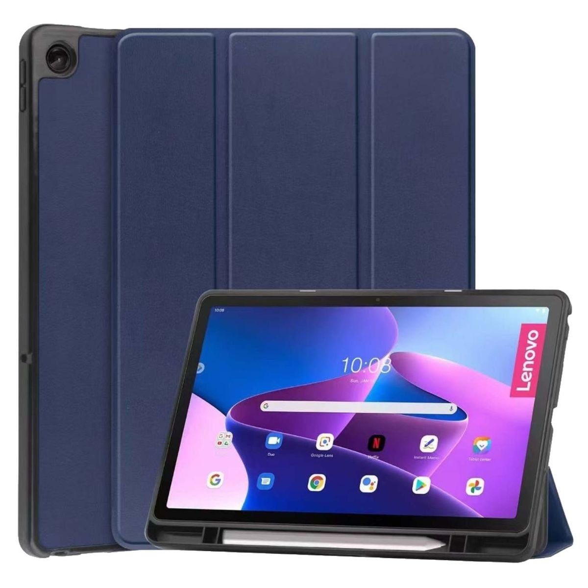 Wigento Tablet-Hülle Für Lenovo M10 Plus 2022 3. Gen 10.6 Zoll Tablet Tasche 3 folt Wake UP Smart Cover Etuis Schutz Case