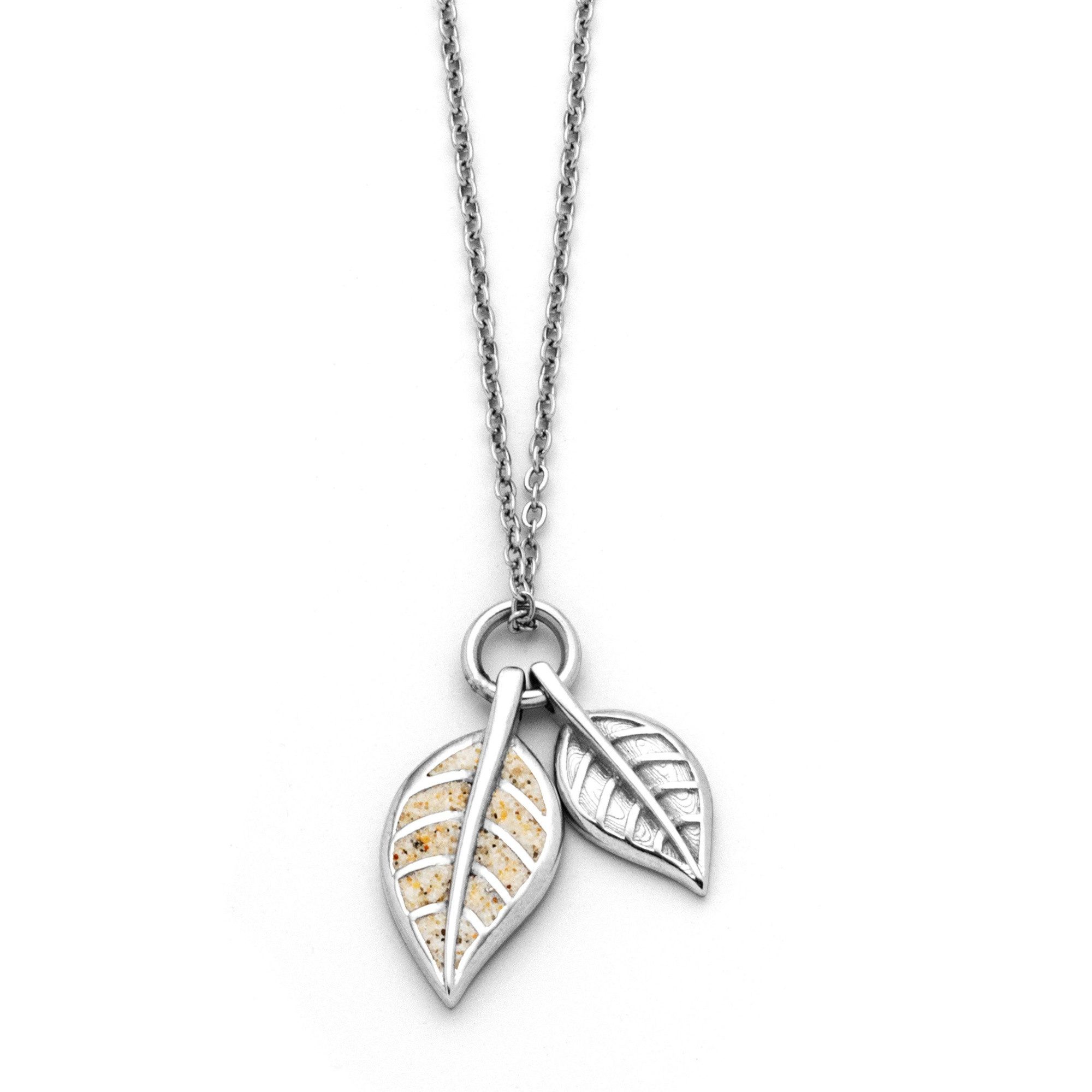 DUR Kette mit Anhänger STEEL Leaf STN1002SA Edelstahl Strandsand® 42+5 cm