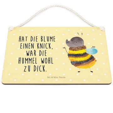Mr. & Mrs. Panda Hinweisschild Hummel flauschig - Gelb Pastell - Geschenk, Schild, süße Tiermotive, (1 St)