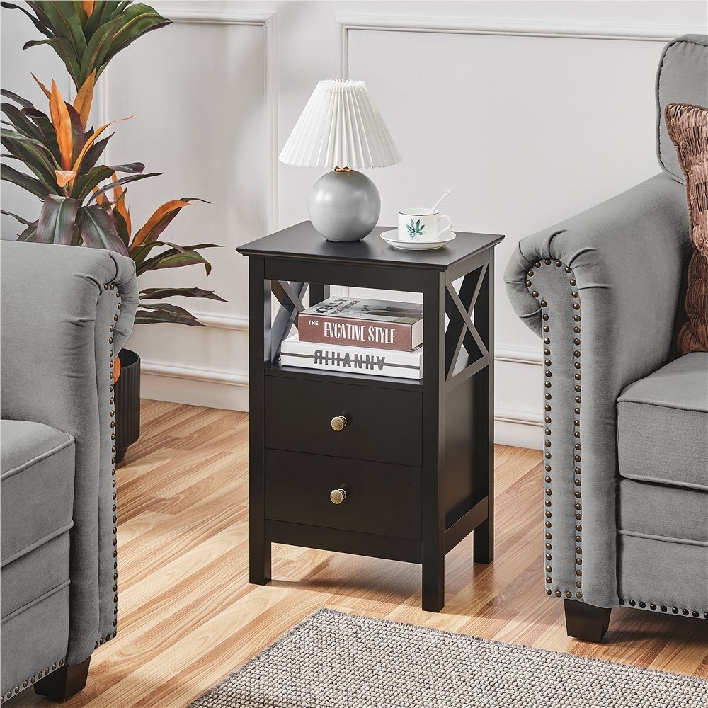 Yaheetech Nachtkonsole Nachttisch (2 St), mit 2 Schubladen, Beistelltisch f günstig online kaufen