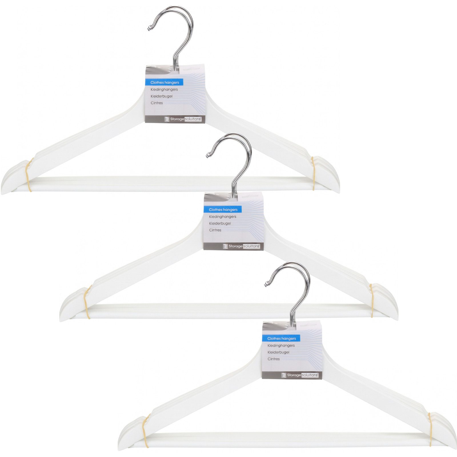 Koopman Автовешалки Garderobenbügel Holzbügel Hosenbügel Set 43x22x1cm, (12-tlg), 12 Stk, Robust, Weiß, Holz, Elegant