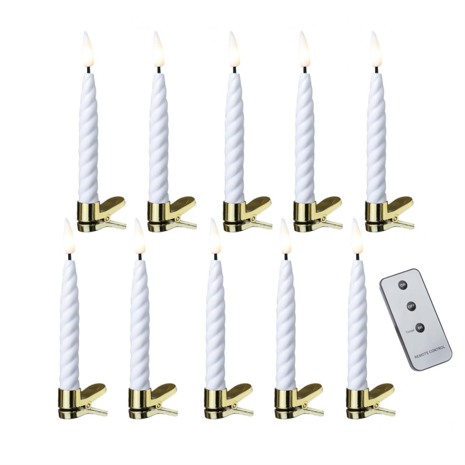 MARELIDA LED-Christbaumkerzen TWIST 10 gedrehte Baumkerzen mit Clip Baumbel günstig online kaufen