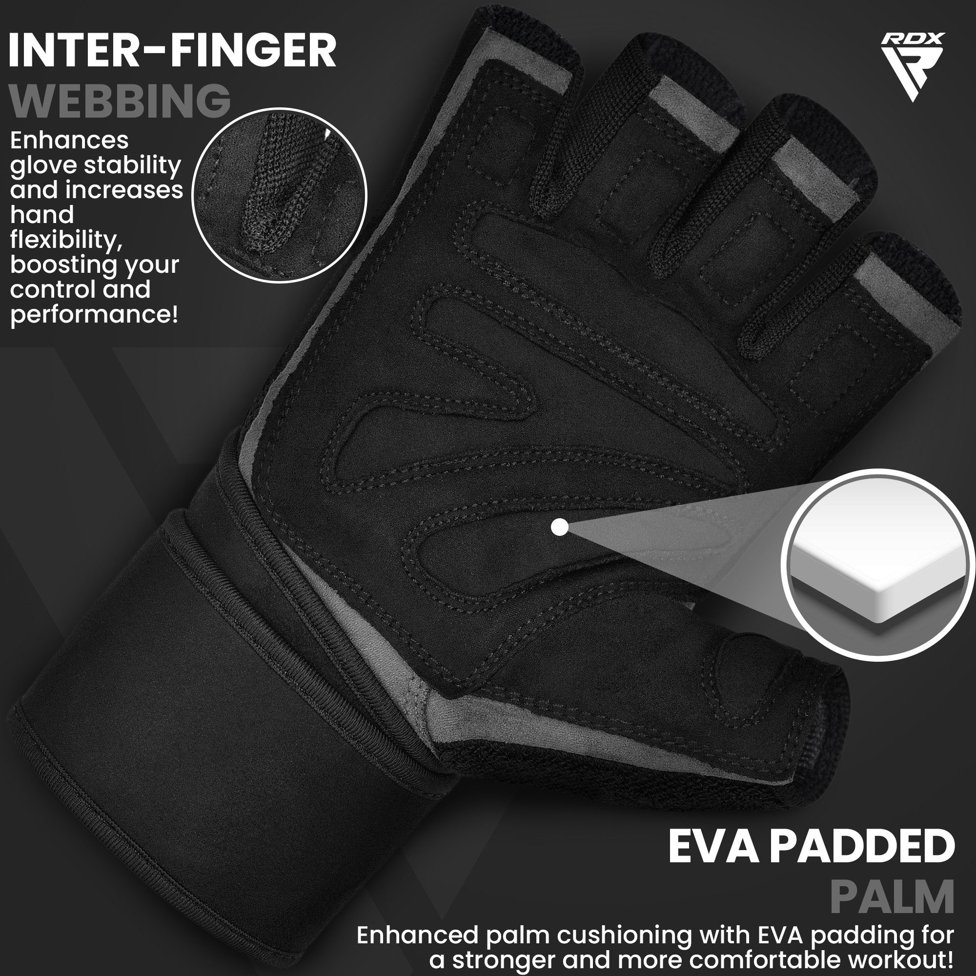 RDX Trainingshandschuhe RDX Fitness Handschuhe Trainingshandschuhe Lang Handgelenkstütze Sport – Bild 4 von 5