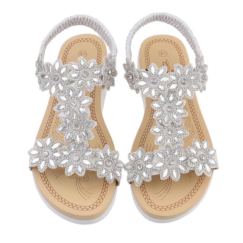 Ital-Design Damen Freizeit Riemchensandalette (85960324) Keilabsatz/Wedge Keilsandaletten in Silber