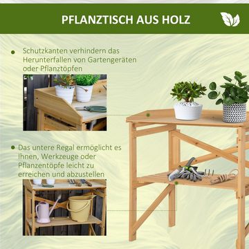 Outsunny Pflanztisch mit Ablagefläche, Holz (Gärtnertisch, 1-St., Blumentisch), für Garten, Braun