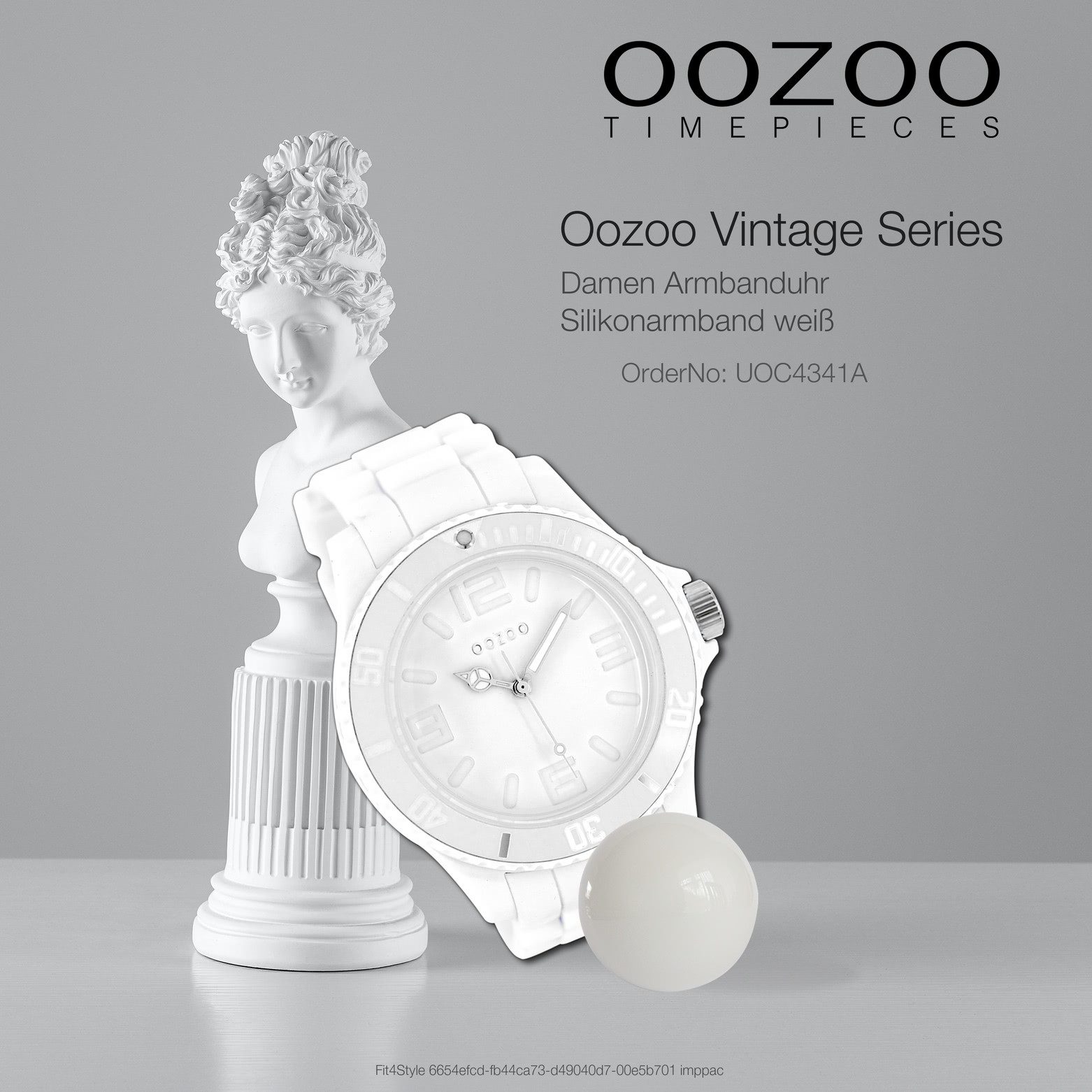 OOZOO Quarzuhr Oozoo Unisex Armbanduhr Vintage Series, (Analoguhr), Damen, Herrenuhr rund, extra groß (ca. 48mm) Silikonarmband weiß