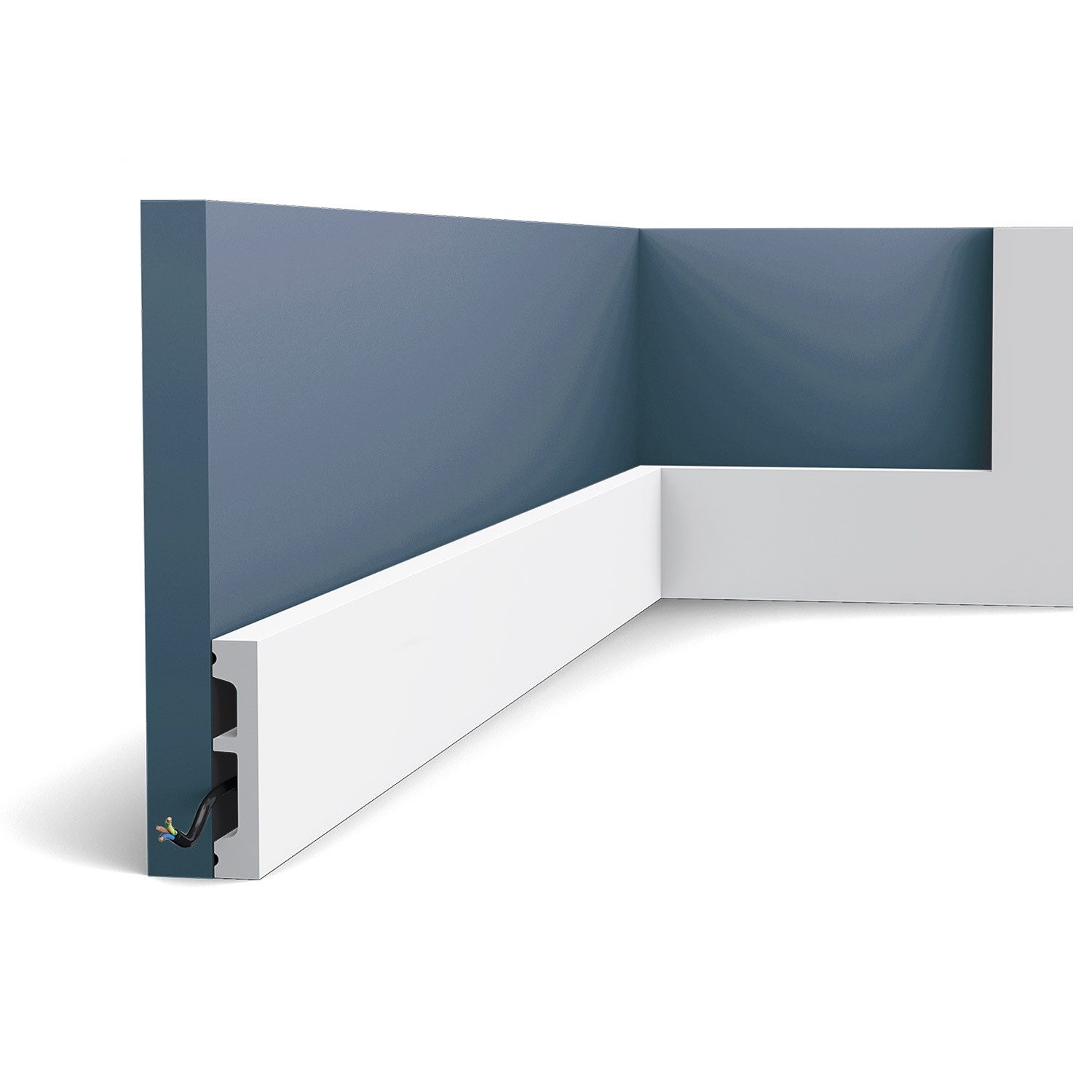 Orac Decor Sockelleiste SX157-2 AXXENT SQUARE Sockelleiste Wandleiste Zierleiste 4 m, L: 200 cm, H: 6.6 cm, 1 Karton Leisten-SET, 2-St., Fußleiste, Bodenleiste, Stuckleiste, mit Kabelkanal, stoßfest