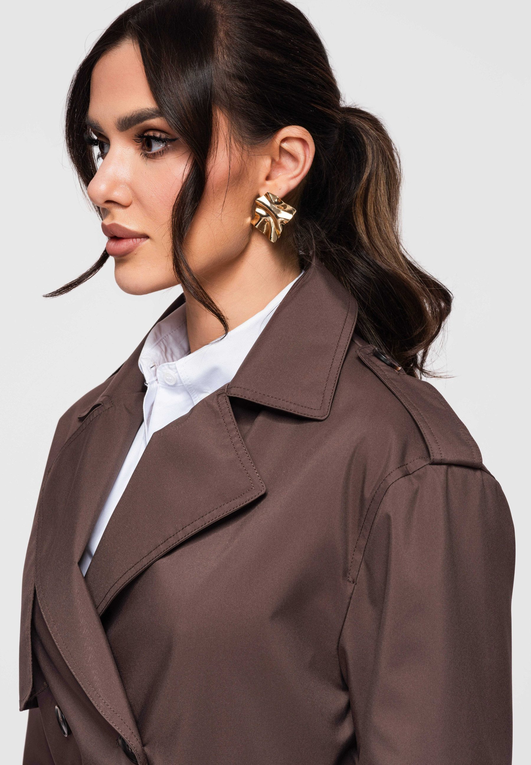 OMBRE Trenchcoat Knie­langer Übergangsmantel im klassischen Trenchcoat-Stil klassischer Trenchcoat-Schnitt