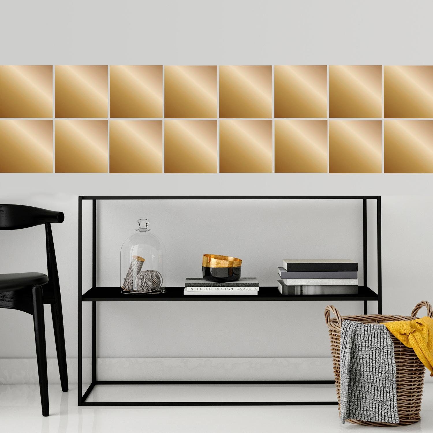 queence Fliesenaufkleber Metallic Look (Set, 12 St), Stickerfliesen, selbstklebend, Sticker, 12er Set