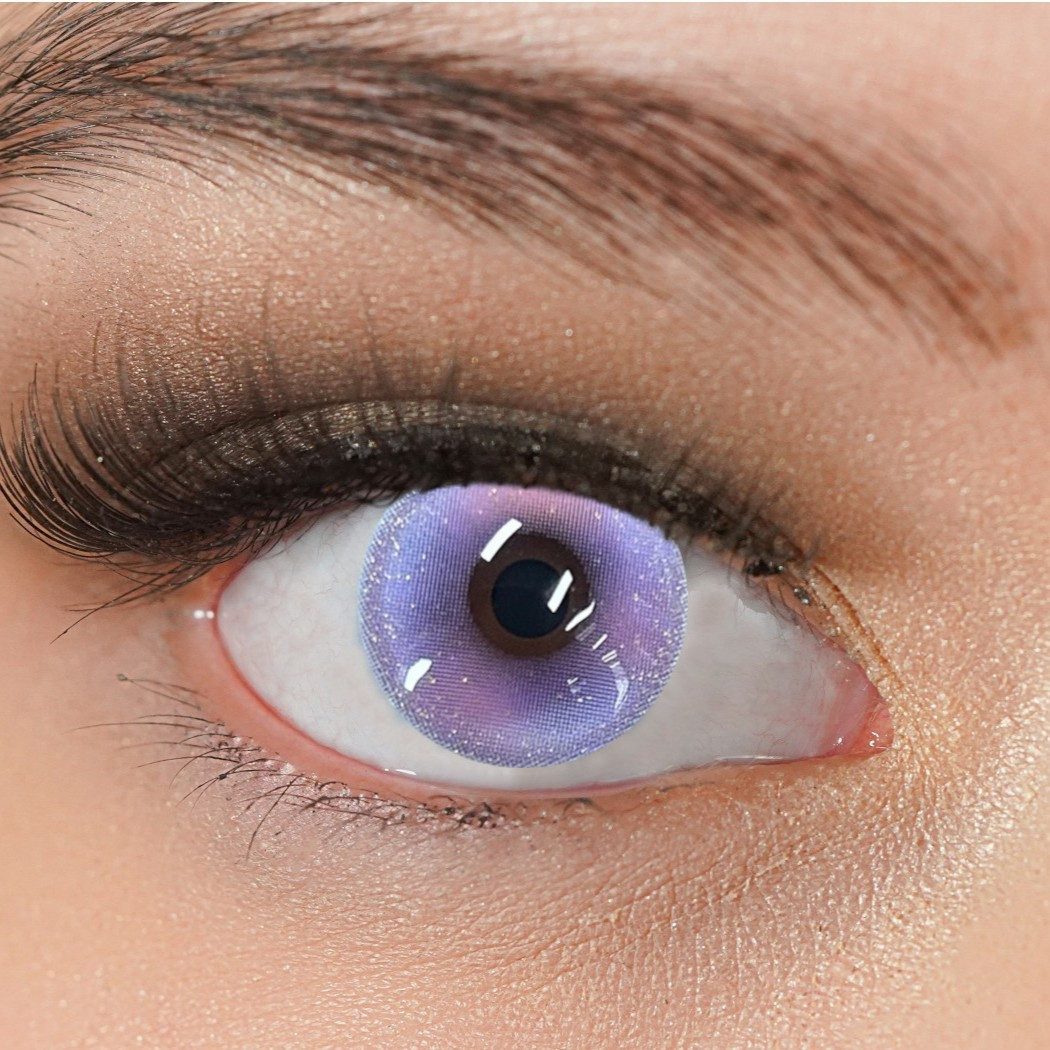 Charmiga Jahreslinsen Farbige Kontaktlinsen Blau-lila Farblinsen ohne Stärke Sky Blue-Violet, stark deckend, neu, crazy, Glitzer