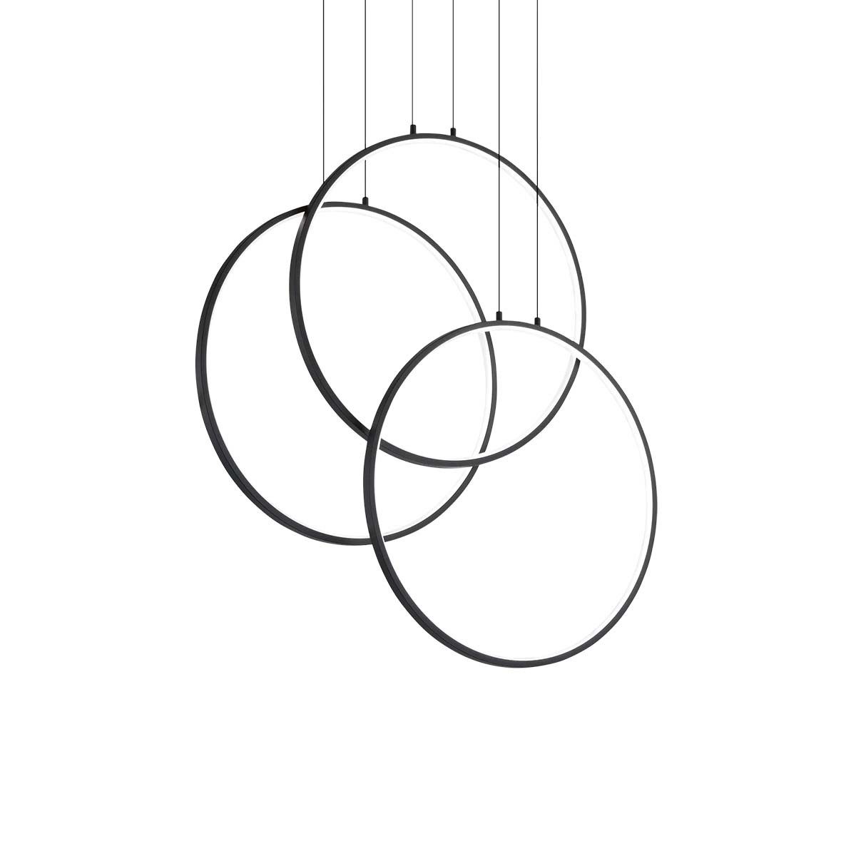 Ideal Lux Pendelleuchte Frame SP cerchio 3000K Pendelleuchte, L: 68,5 cm, H: 60 cm, Schwarz, LED fest integriert, Extra-Warmweiß, Hängeleuchte