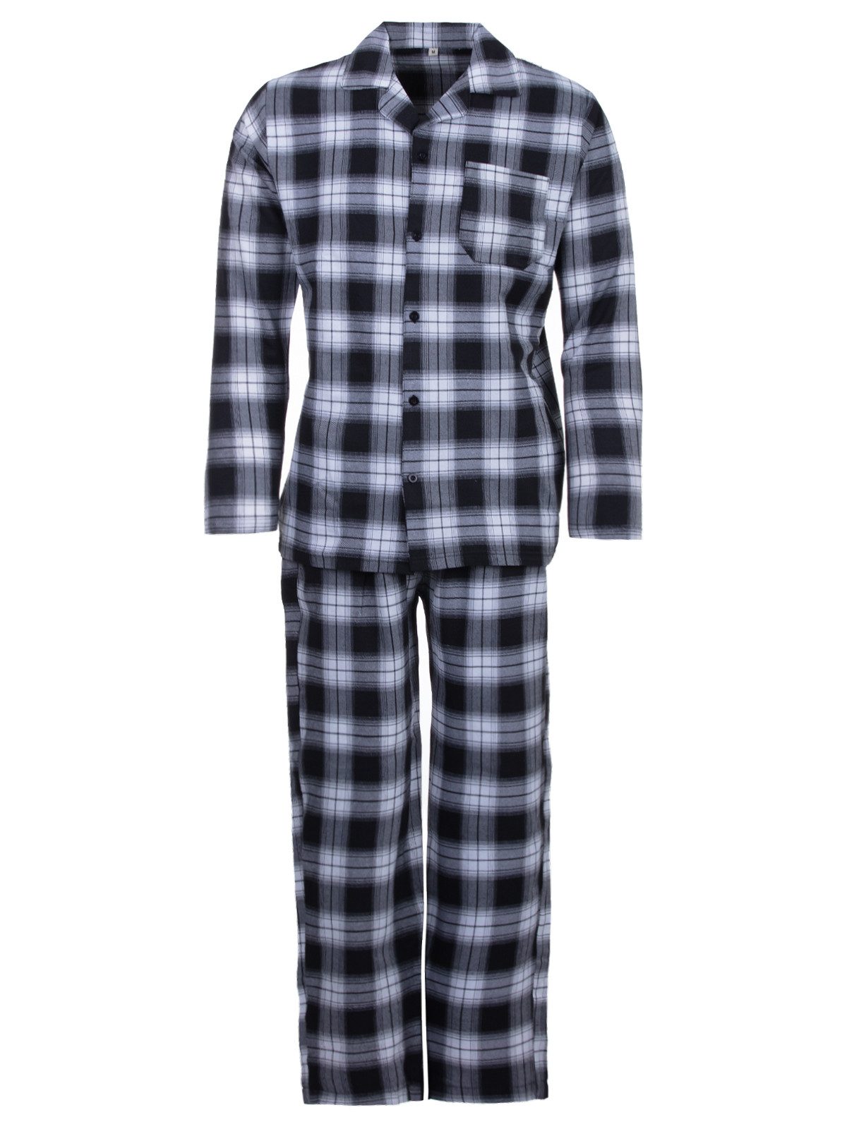 Henry Terre Schlafanzug Pyjama Set Langarm - kariert