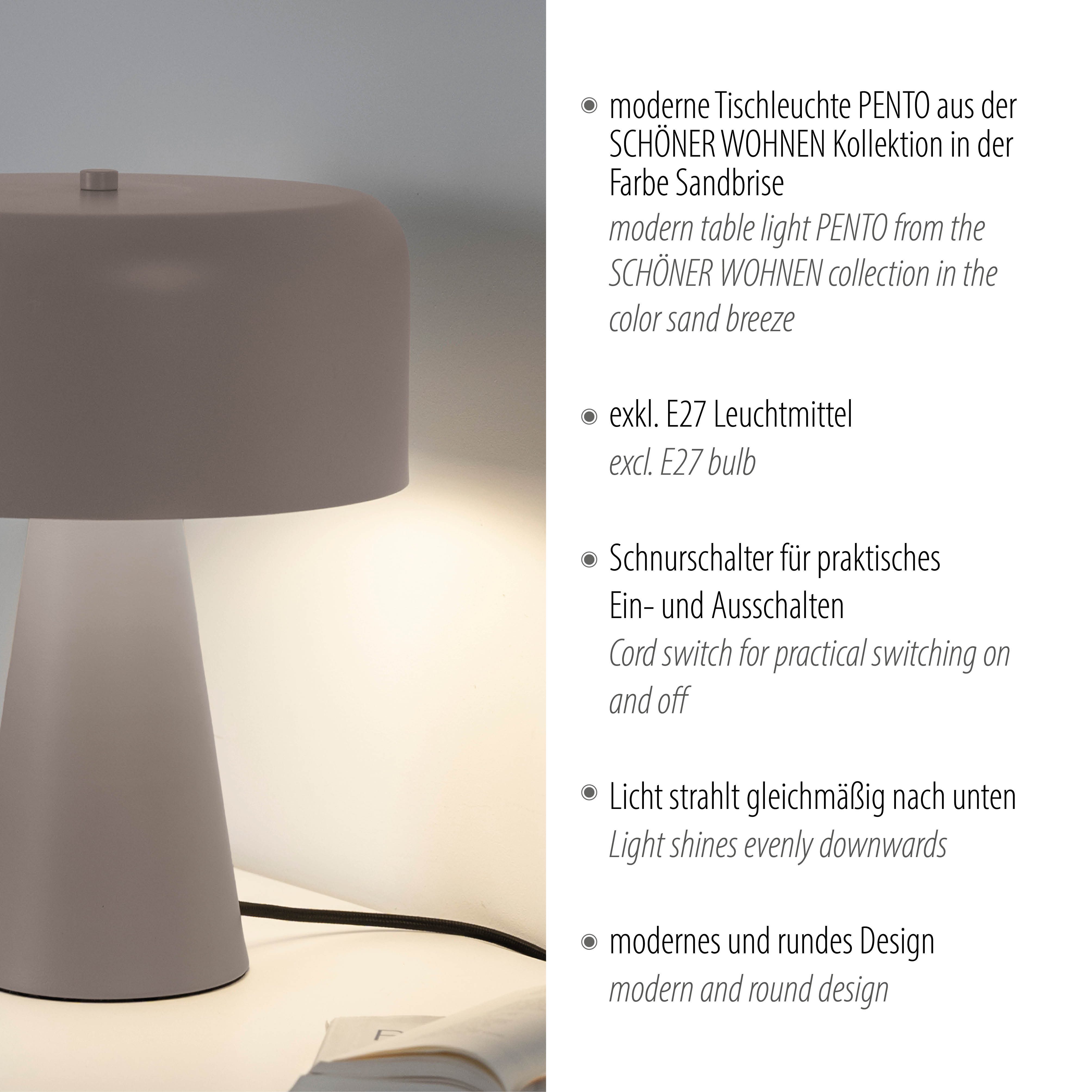 SCHÖNER WOHNEN-Kollektion LED Tischleuchte PENTO, Ein-/Ausschalter, ohne Leuchtmittel, SCHÖNER WOHNEN Kollektion, Schnurschalter, Downlight – Bild 5 von 5