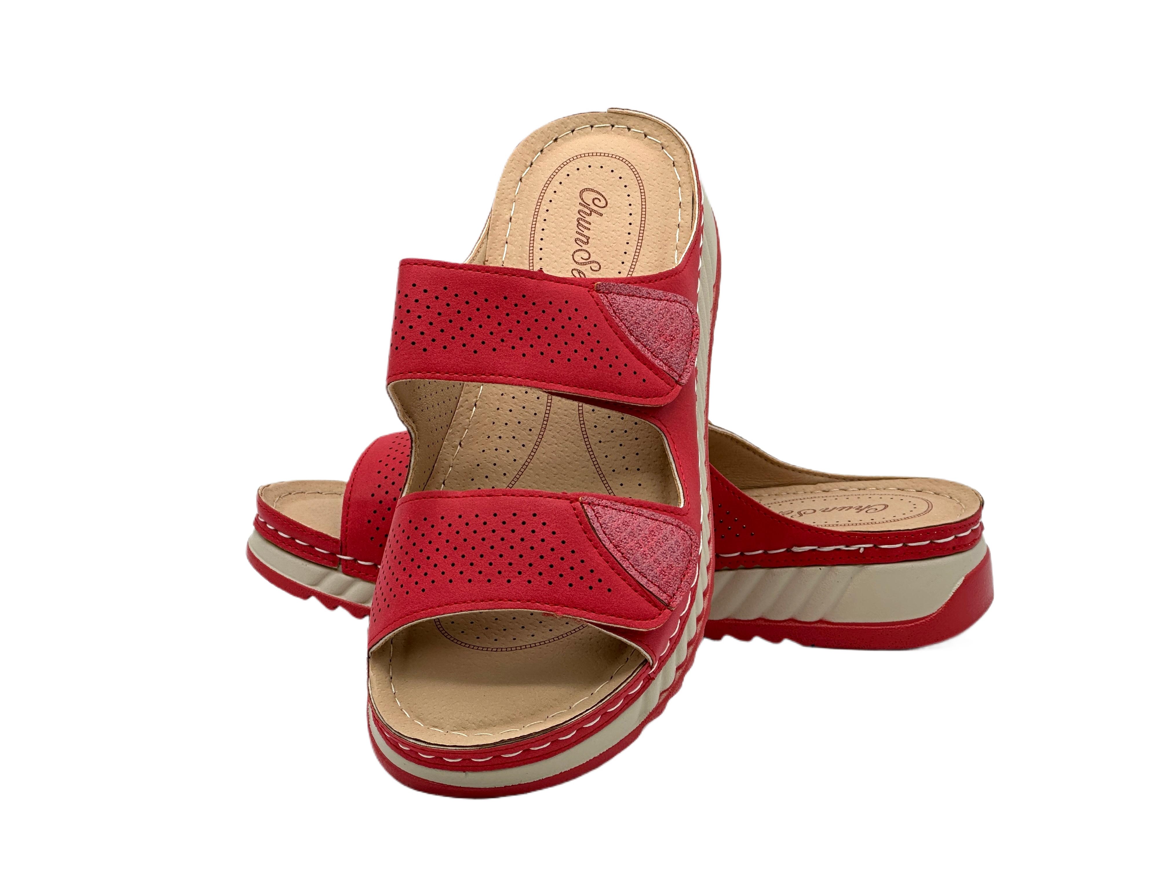 Nowaland Bequeme Damen-Pantoletten mit verstellbarem Riemen und Keilabsatz Pantolette atmungsaktiv, weiche Innensohle, ideal für Alltag & Komfort