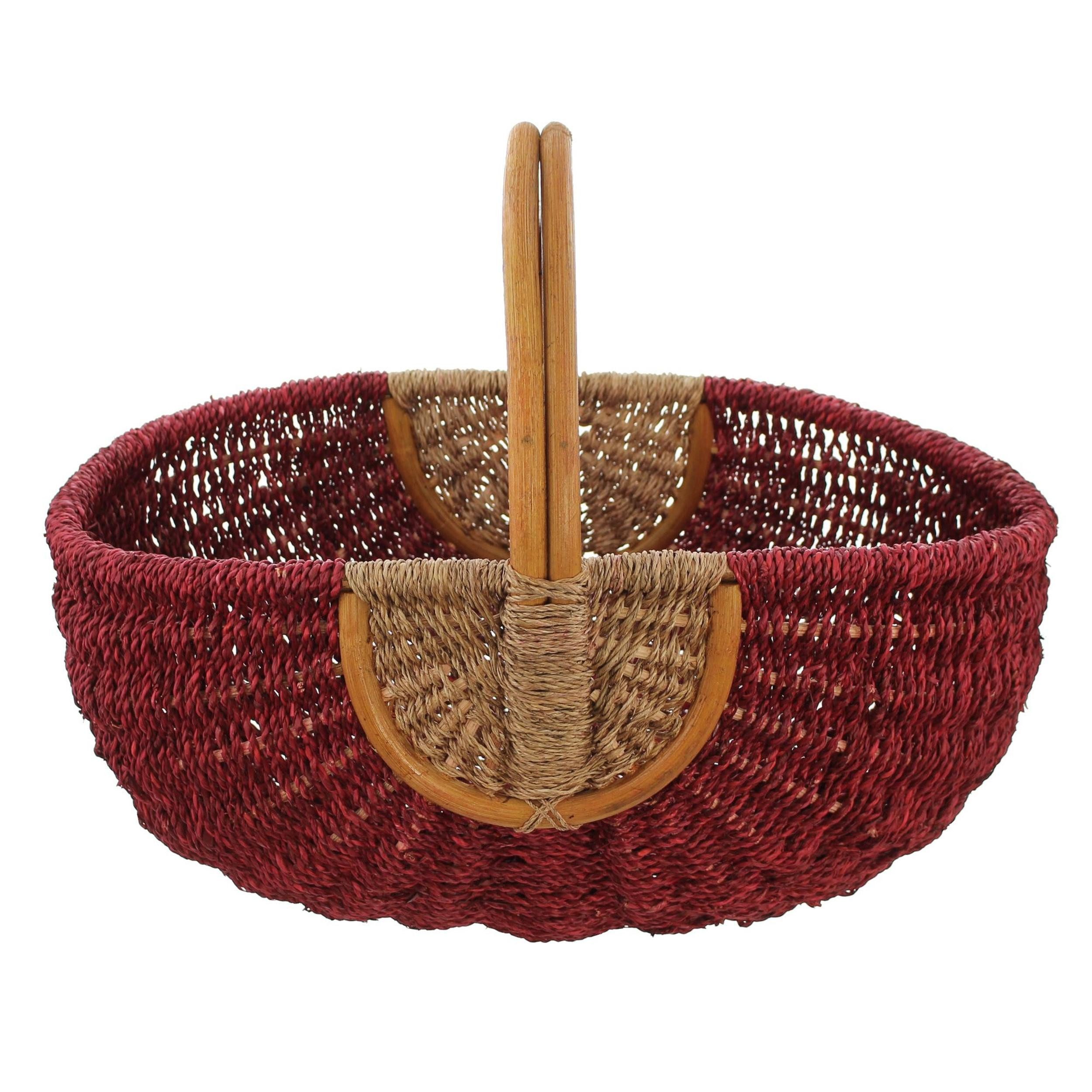Frank Flechtwaren Flechtkorb Einkaufskorb Rot Seegras & Rattan – Flechtkorb