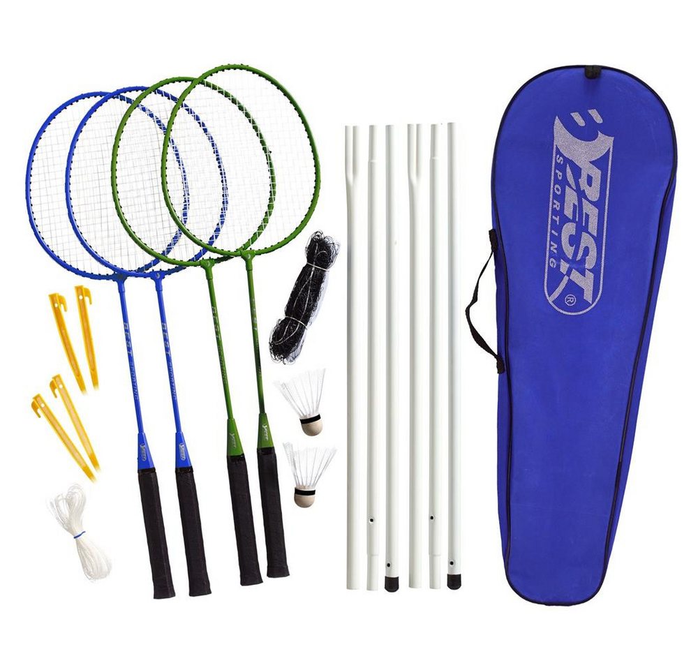 Best Sporting Federballschläger Badminton Komplett-Set, Federball/Badminton Set für Erwachsene und Kinder, mit Schlägern, Netz