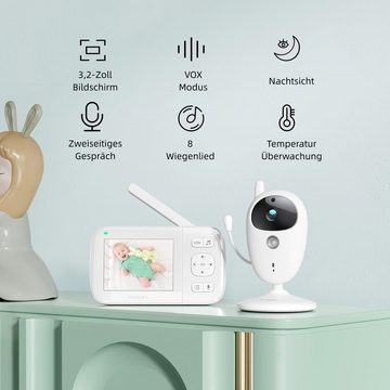 Yoton Video-Babyphone Babyphone mit Kamera, set, Babyphone, 3,5-Zoll-LCD, Nachtsicht, Zwei-Wege-Audio, Temperaturanzeige