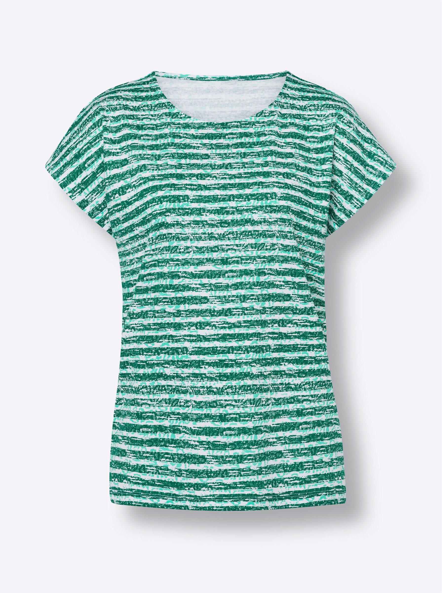 an! Sieh T-Shirt grün-ecru-geringelt