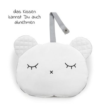 Hauck Hochstuhl Alpha Plus Grey Newborn Set Pastell Bear (Set, 4 St), Holz Babystuhl ab Geburt inkl. Aufsatz für Neugeborene & Sitzauflage