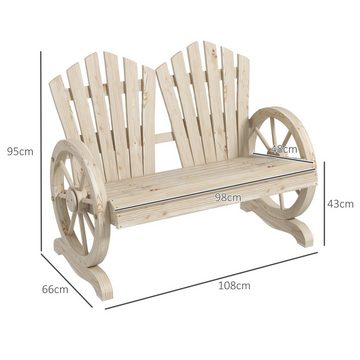 Outsunny Bank Gartenbank mit Armlehne, Sitzbank (Gartenmöbel, 1-St., Parkbank), Massivholz, Naturholz, 108 x 66 x 95 cm