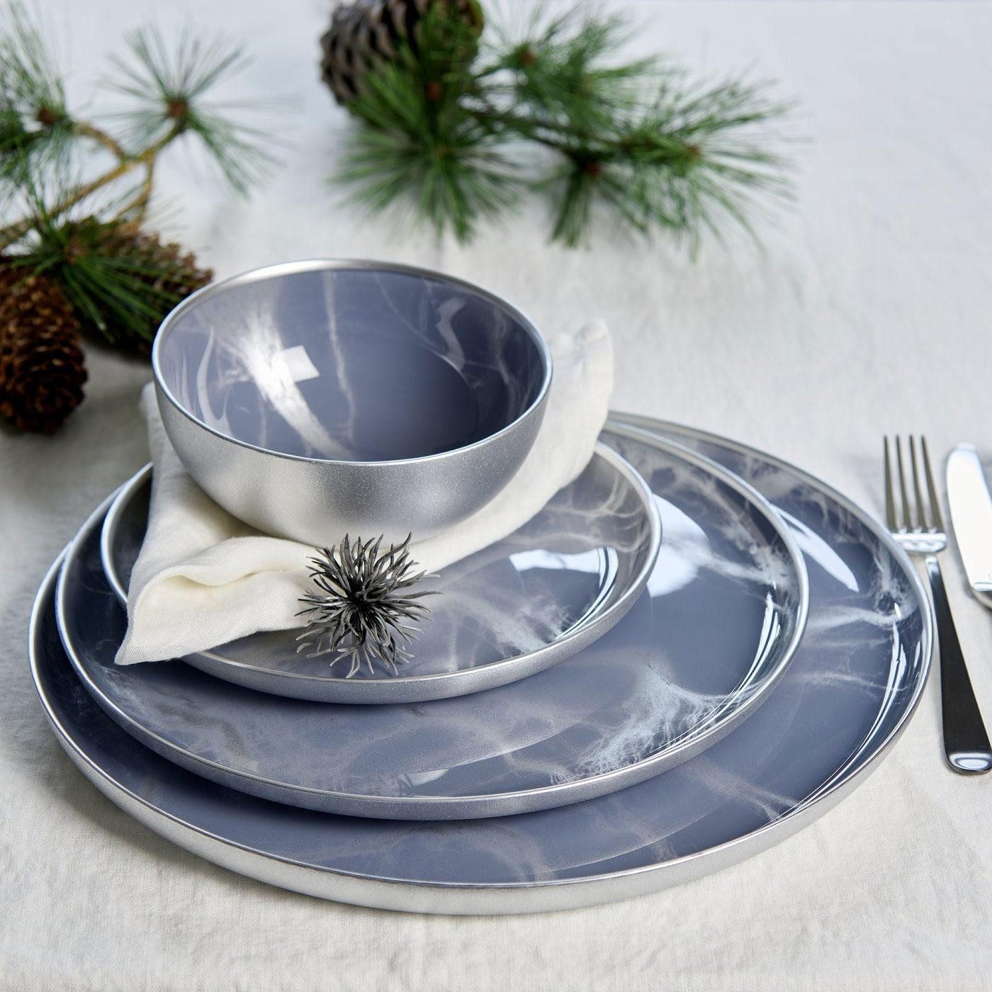 Lambert Servierplatte Platzteller Achat Gebäckteller Silber Grau (33cm)