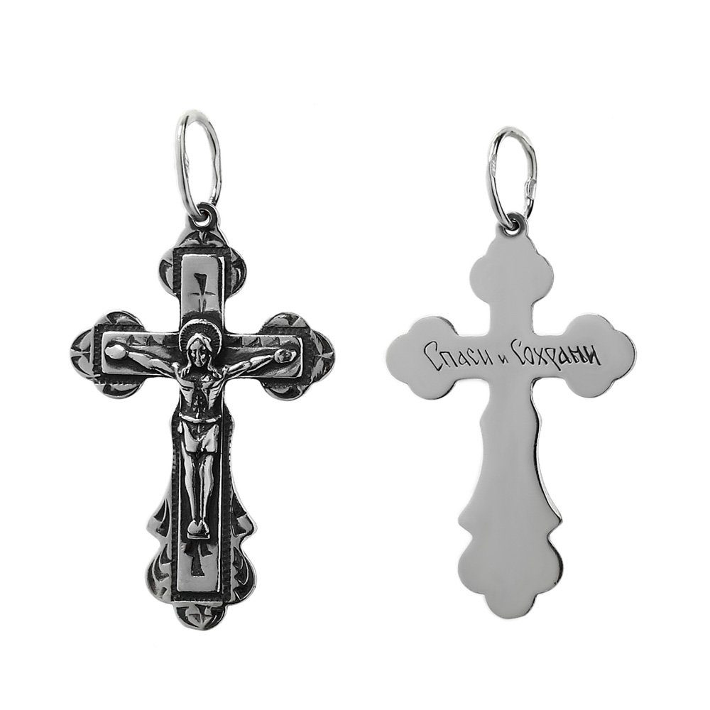 Kruzifix Sterlingsilber Anhä Kreuzanhänger Kreuz 925er Orthodoxe NKlaus