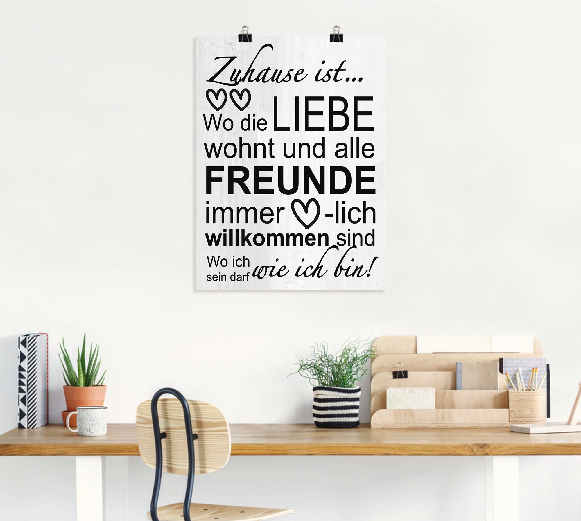 Artland Wandbild Wo die Liebe wohnt, Sprüche & Texte (1 St), als Leinwandbild, Poster in verschied. Größen