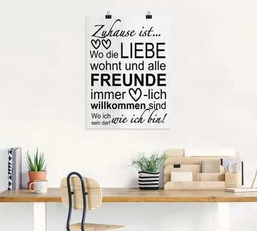 Artland Wandbild Wo die Liebe wohnt, Sprüche & Texte (1 St), als Alubild, Outdoorbild, Leinwandbild, Poster, Wandaufkleber