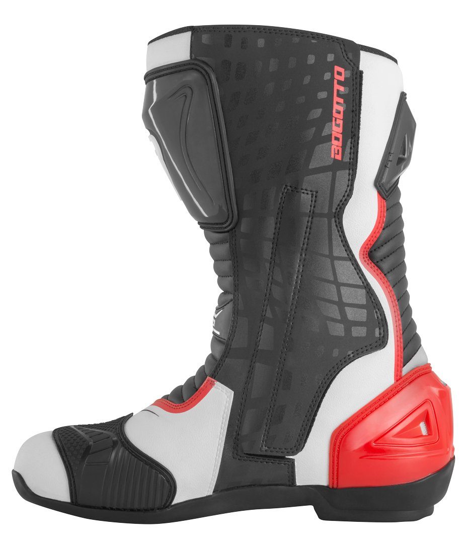 Motorradstiefel Race-X White/Black/Red Bogotto Stiefel Motorrad