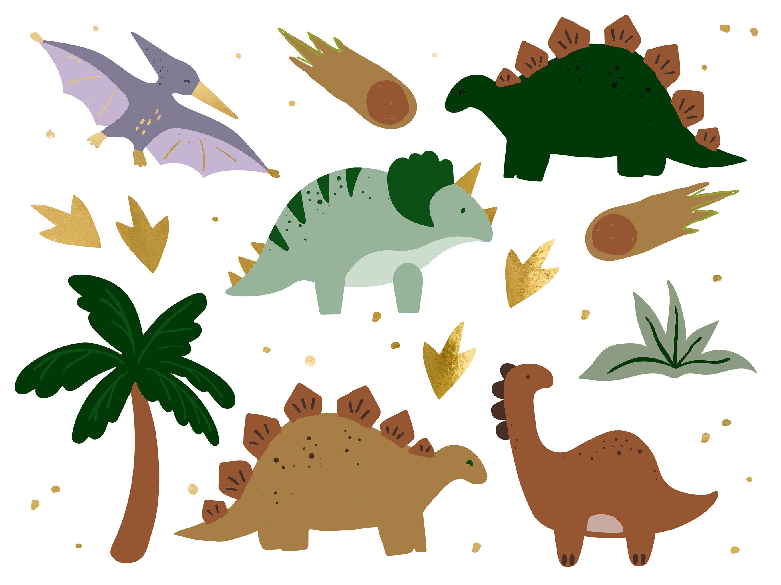 partydeco Kindertattoo, Temporäre Tattoos zum Aufkleben auf die Haut Dinosaurier
