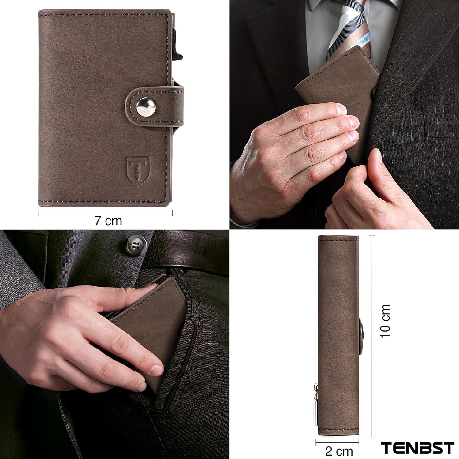 TEEHON Geldbörse Geldbörse Herren Slim RFID Schutz Leder Portmonee Herren (1-tlg), Automatisches Popup Herren Geldbörse