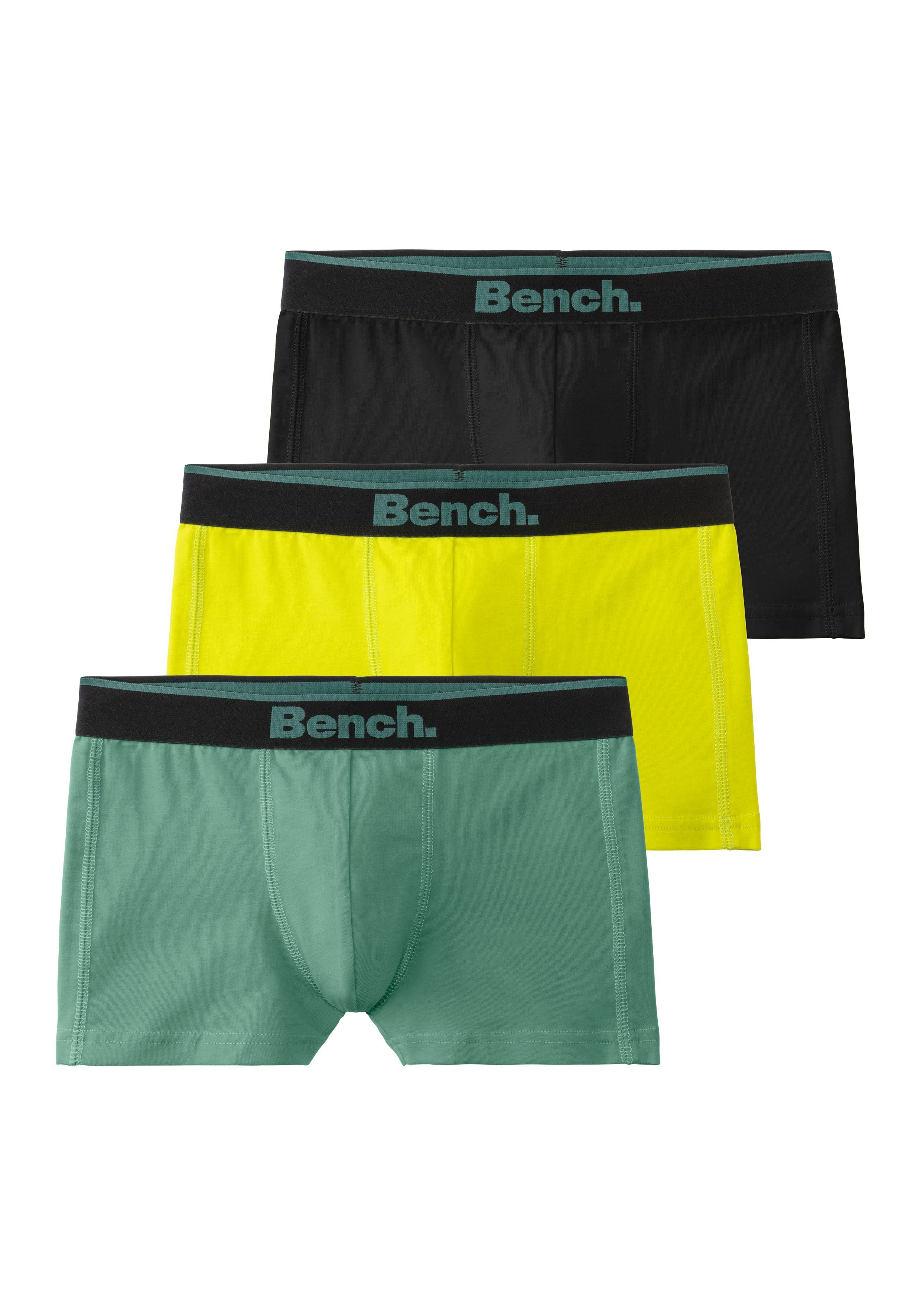Bench. Boxer (Packung, 3-St) schwarz grün lime Ziernähten / / mit vorn