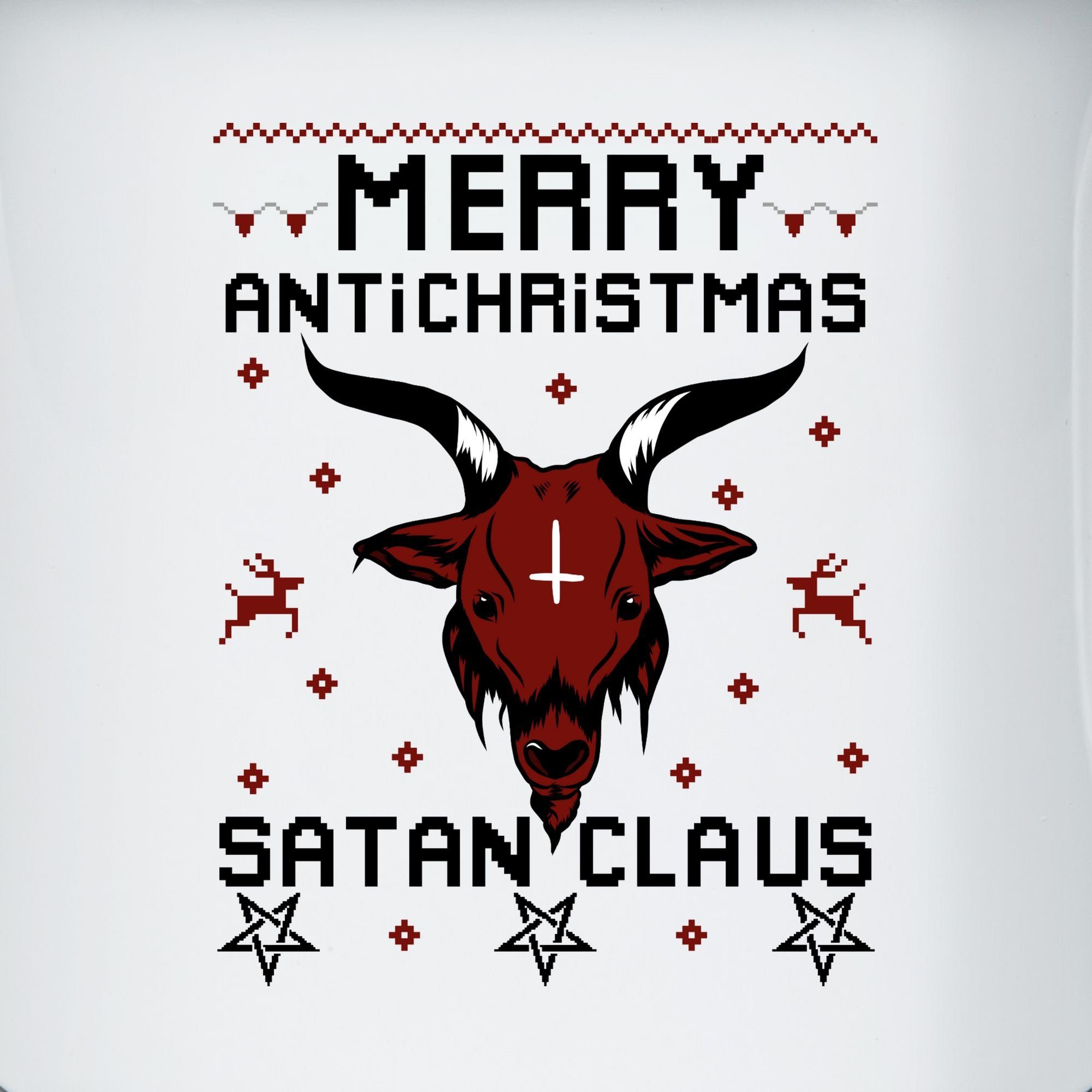 Weihnachtstasse Shirtracer Schwarz Weiß Stahlblech, 2 Claus, Antichristmas Merry Satan Tasse