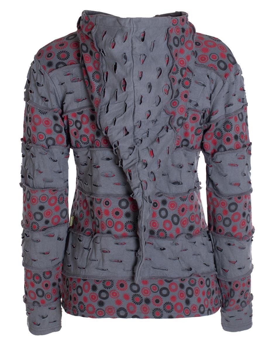 Vishes Kapuzensweatjacke Damen-Jacke Blumen Patch-Sweatjacke Hippie-Jacke günstig online kaufen