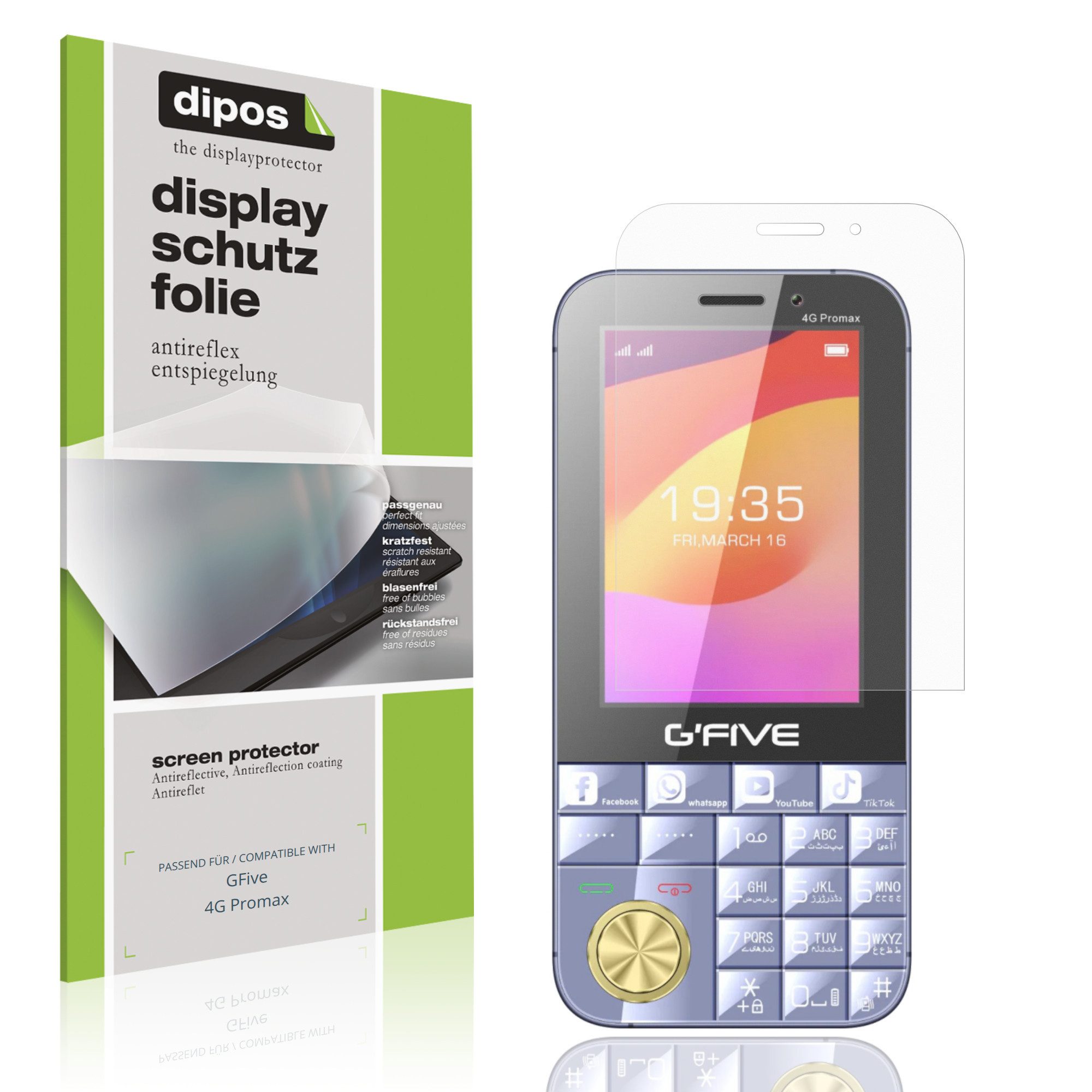 dipos Displayschutzfolie Schutzfolie für GFive 4G Promax, 4 Stück, Displayschutz Schutz Folie Made in Germany