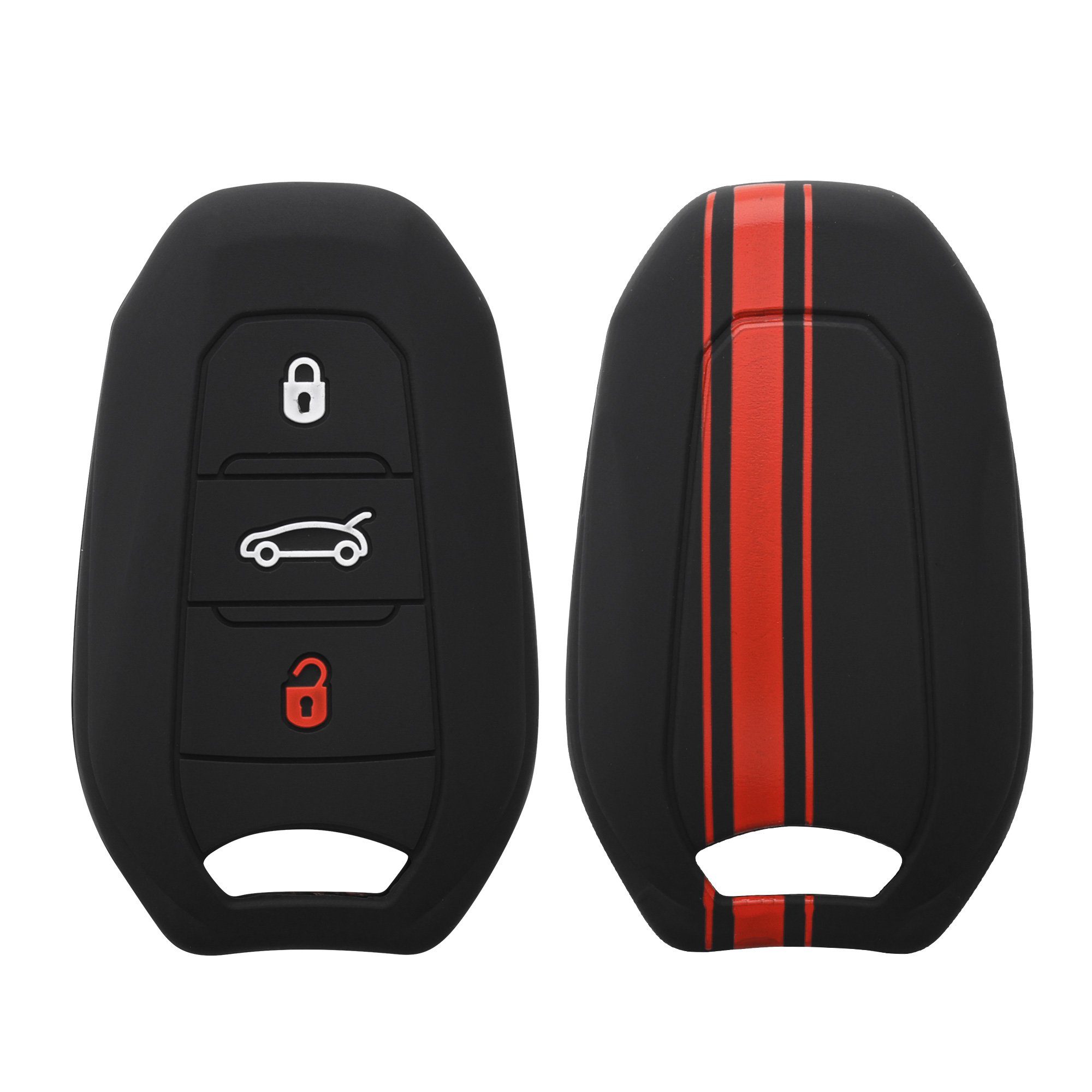 kwmobile Schlüsseltasche Autoschlüssel Hülle Rot Citroen, Schlüssel Case für Cover Schlüsselhülle Peugeot