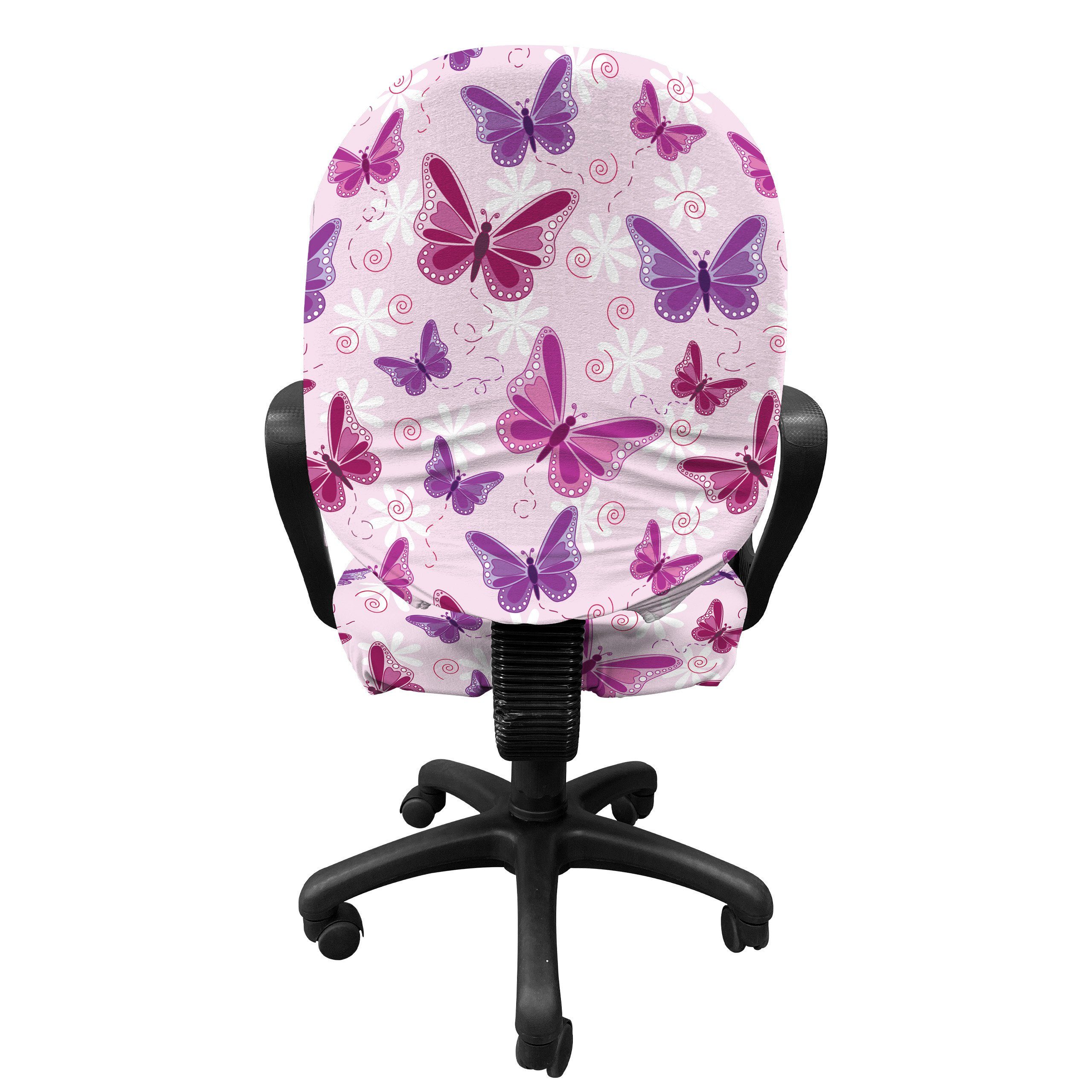 Bürostuhlhusse dekorative Schutzhülle aus Stretchgewebe, Hippie Schmetterlinge Farben Fairy Abakuhaus