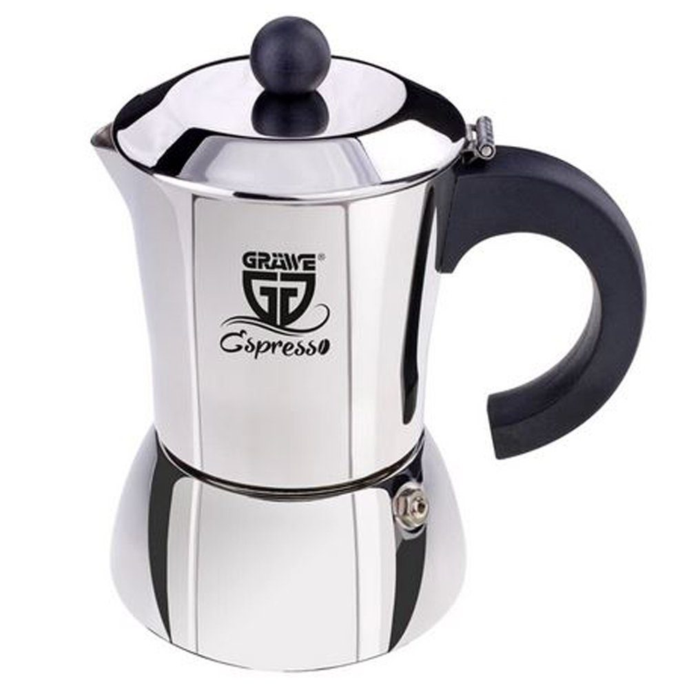 GRÄWE Espressokocher GRÄWE Espressokocher aus Edelstahl, Für alle Herdarten geeignet – Induktion, Gas, Elektro und Glaskeramik