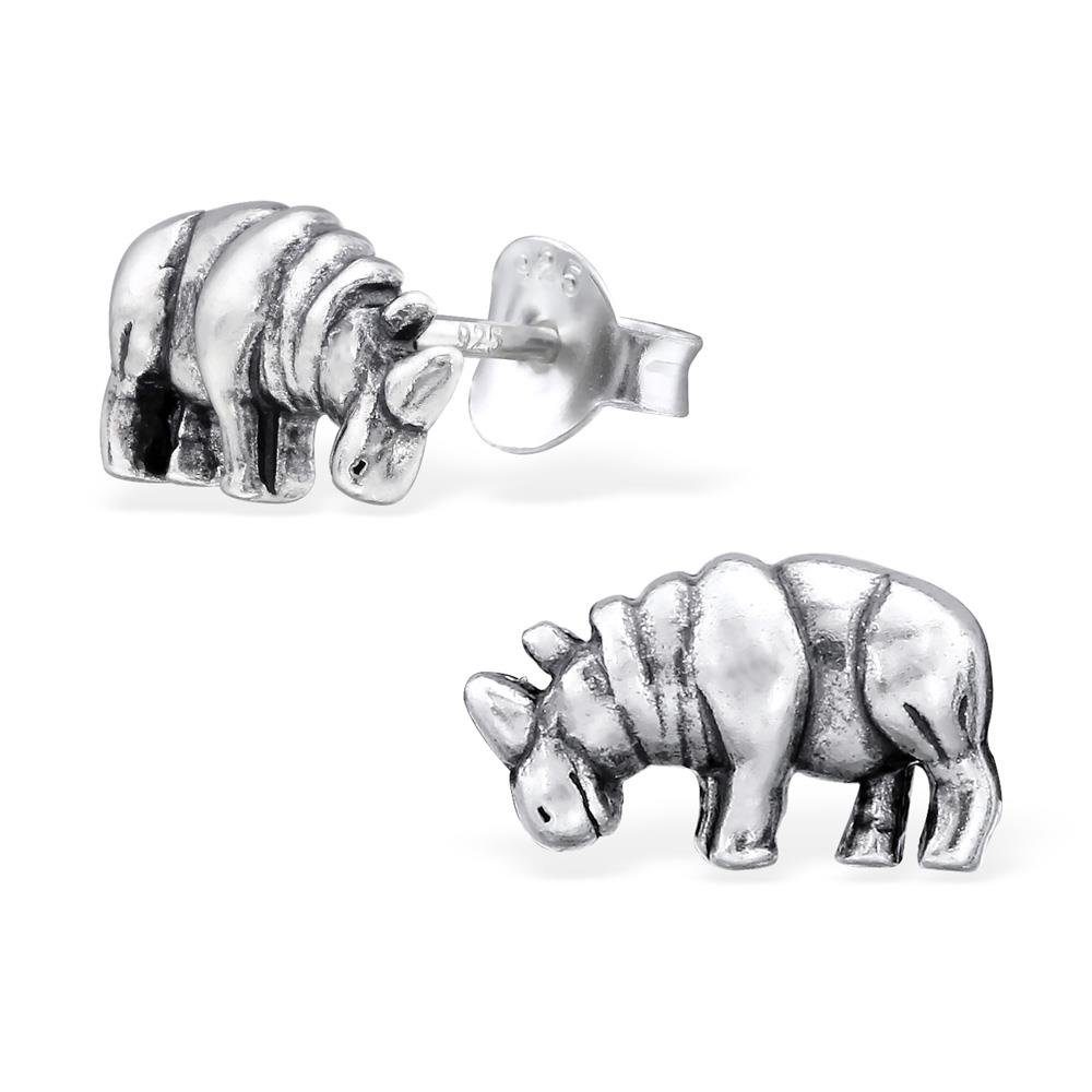 BUNGSA Ohrring-Set Ohrstecker Nashorn aus 925 Silber Damen (1 Paar (2 Stück), 2-tlg), Ohrschmuck Ohrringe