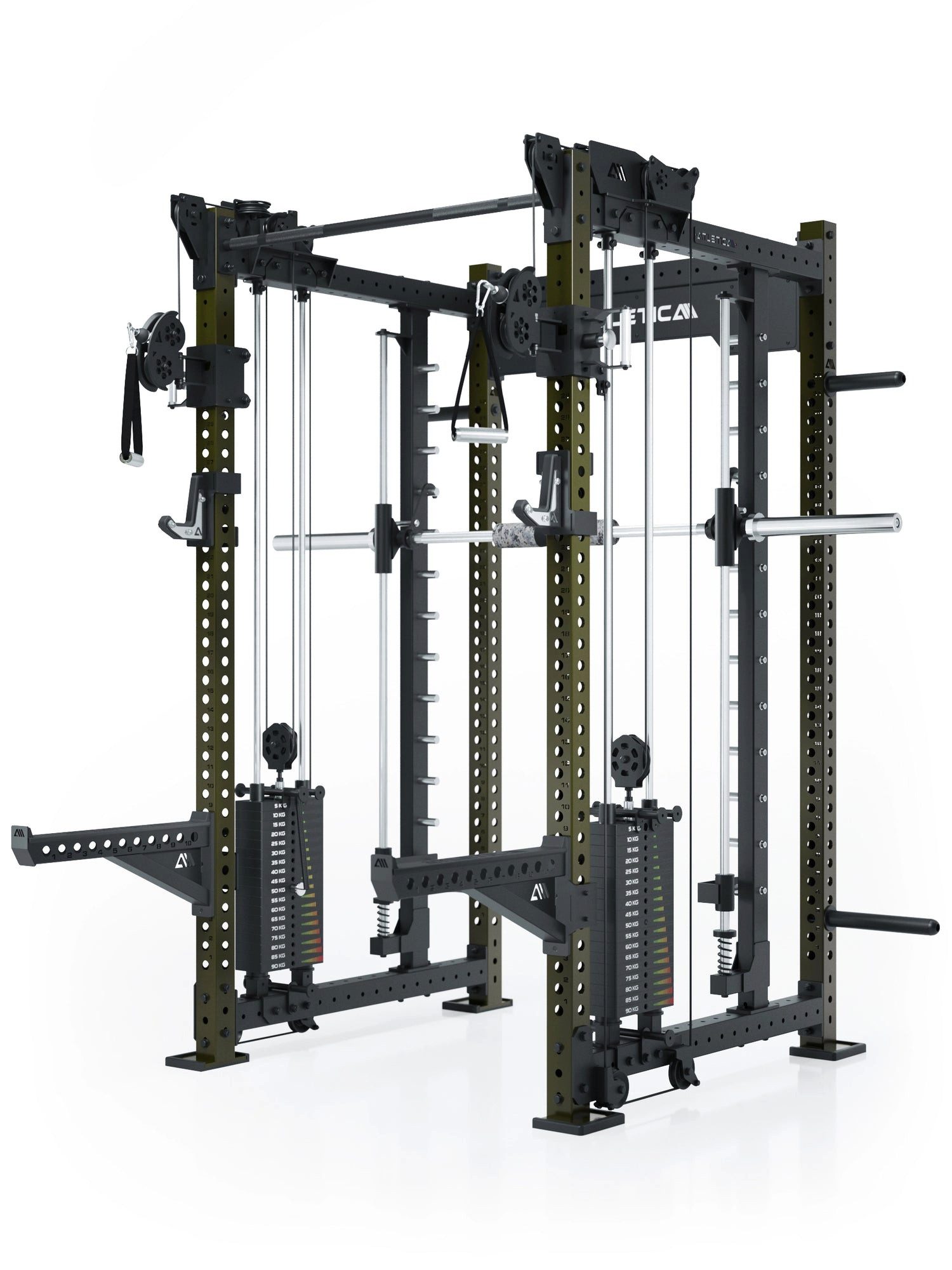 ATLETICA Power Rack R8 Bradley Combat, 180kg Weight Stack, Military Green, Power Rack