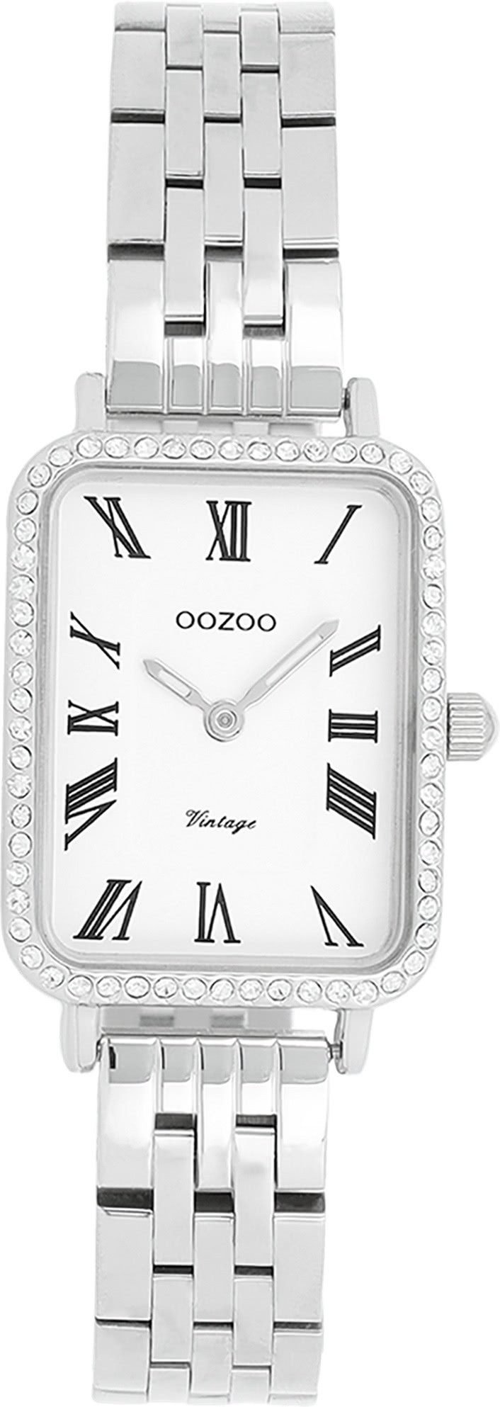 OOZOO Quarzuhr Oozoo Damen Armbanduhr OOZOO Vintage, (Analoguhr), Damenuhr rechteckig, extra groß (24x28mm) Metallarmband, Fashion-Style