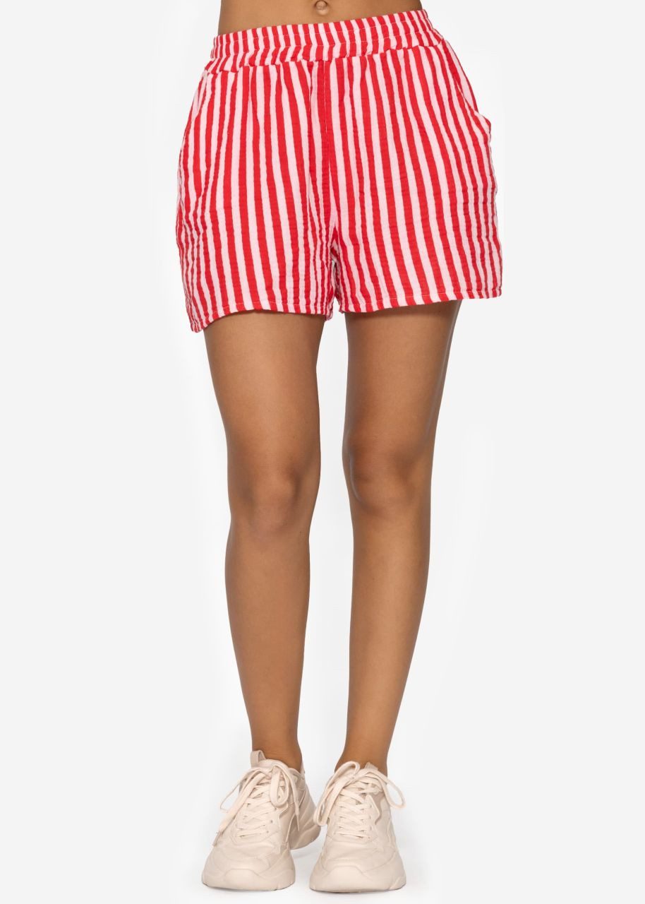 SASSYCLASSY Shorts Musselin Shorts Damen gestreift aus Baumwolle Leichte Mu günstig online kaufen