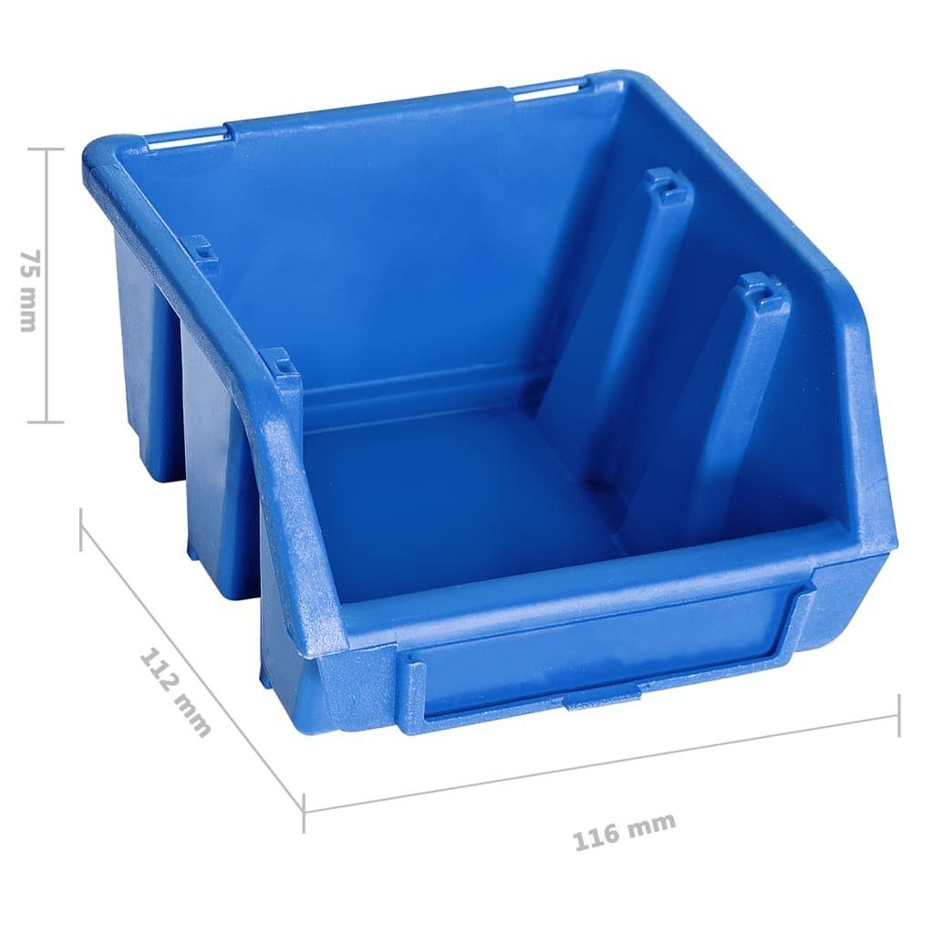 Behälter-Set Kleinteile mit für Werkzeugbox Wandplatten vidaXL Schwarz Blau 48tlg.