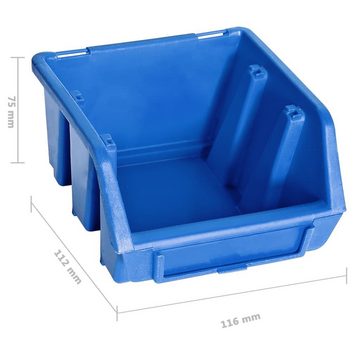 vidaXL Werkzeugbox 48tlg. Behälter-Set für Kleinteile mit Wandplatten Blau Schwarz