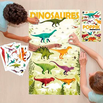 POPPIK Kreativset Sticker Lernposter, Dinosaurier
