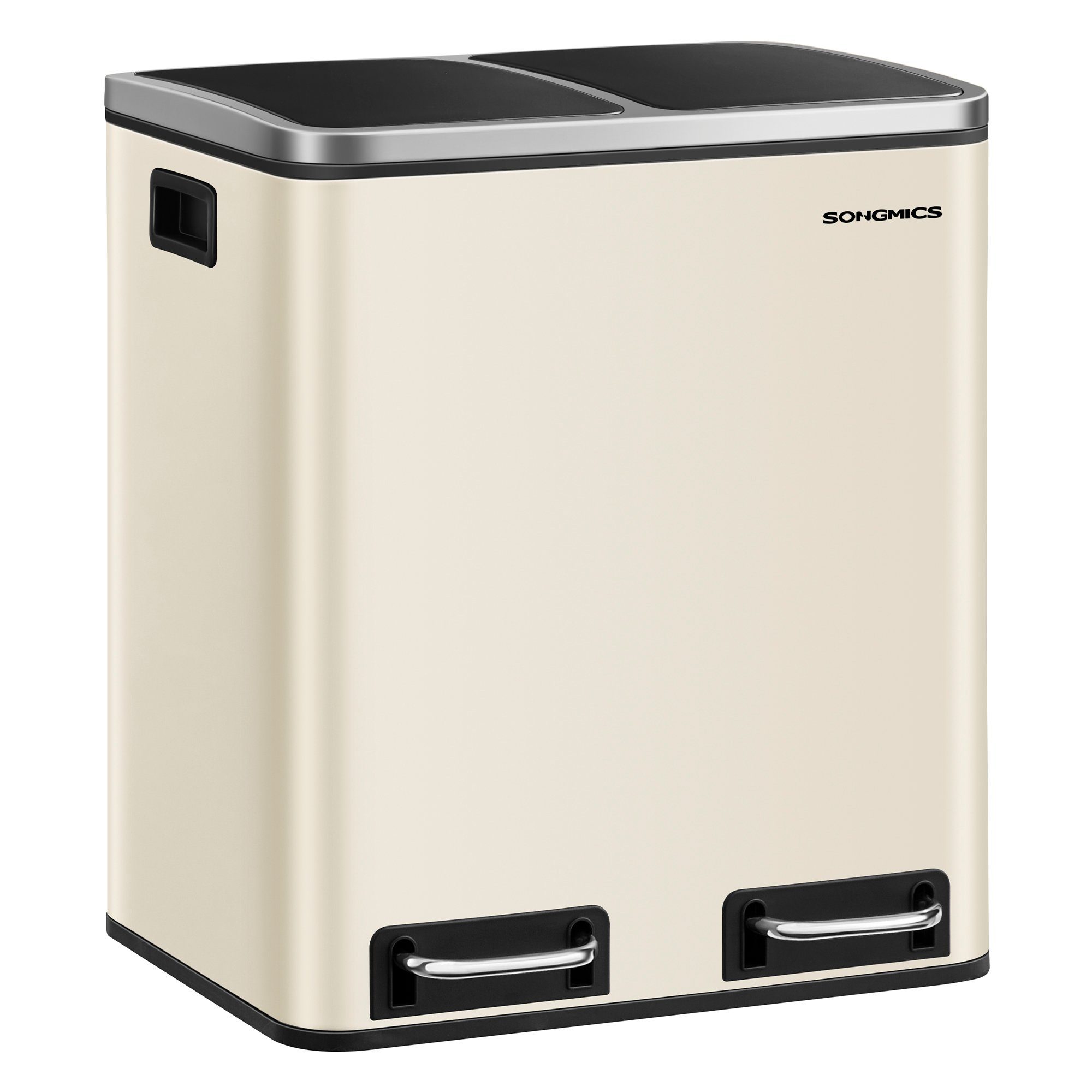SONGMICS Mülleimer, Abfalleimer, 30L, ergonomisch, Stahl, Metall 