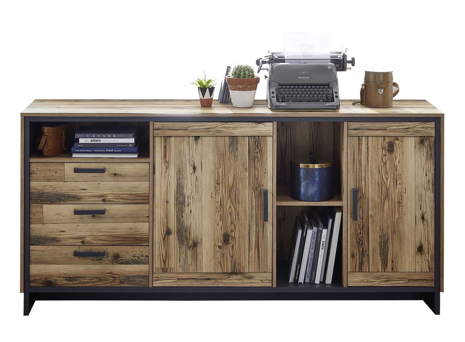 Sideboard PRATO, B 185 x H 89 cm, Alpine Lodge Dekor, mit 2 Türen und 3 Schubladen