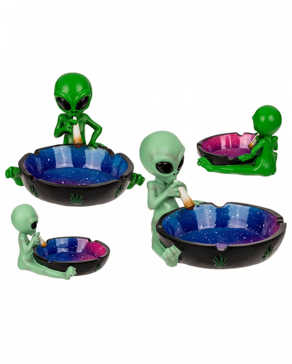 Horror-Shop Dekofigur Polyresin Aschenbecher Alien mit Joint als Geschen