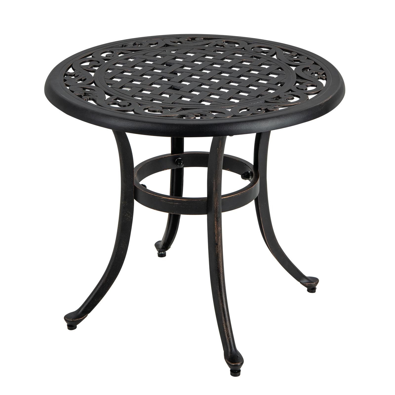 KOMFOTTEU Gartentisch, Beistelltisch Ø60cm, aus Metall mit Ausschnittmuster