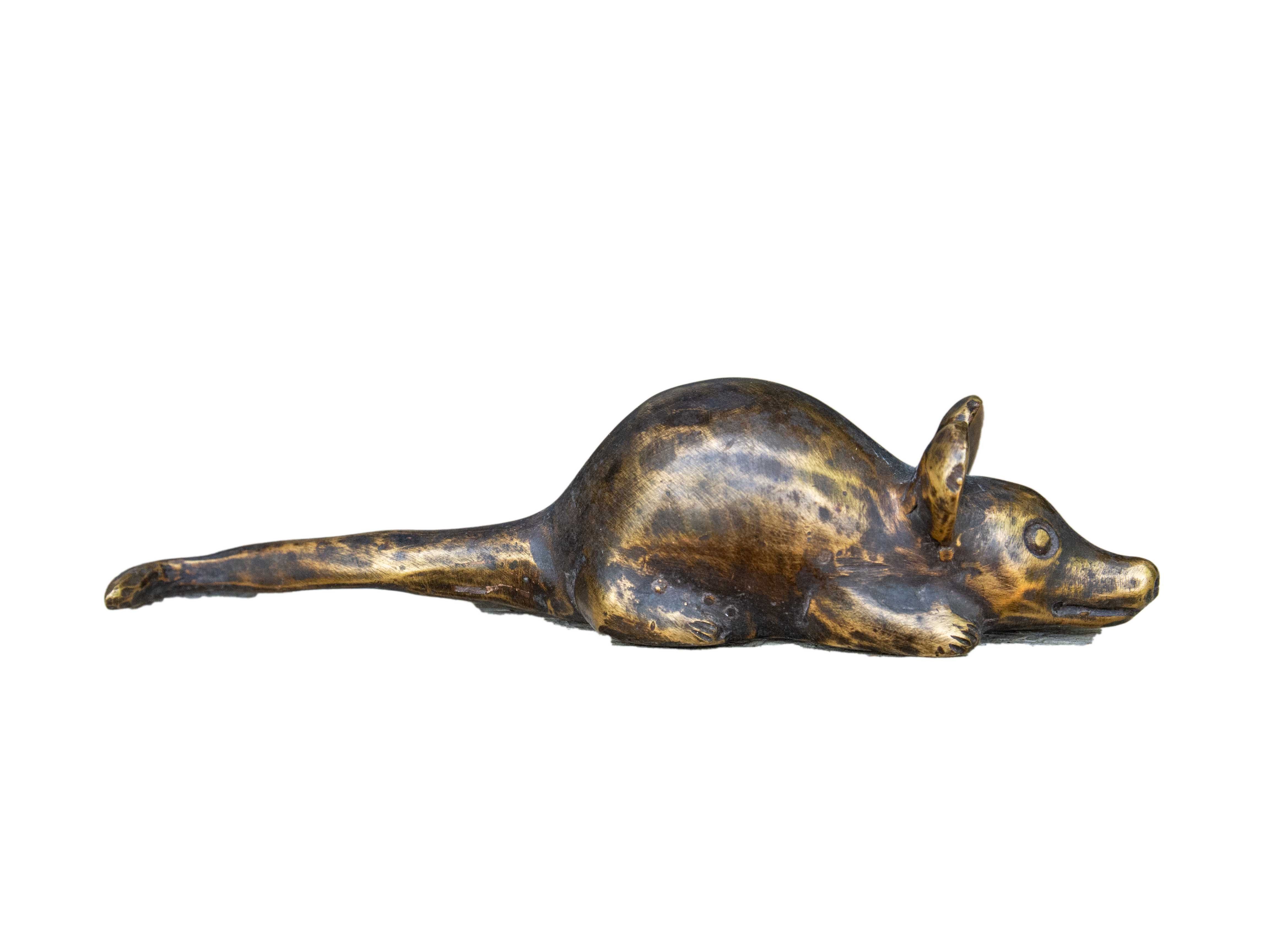 IDYL Dekofigur IDYL Bronze-Skulptur Maus, Bronze sehr robust witterungsbeständig gegen Frost und UV-Strahlung